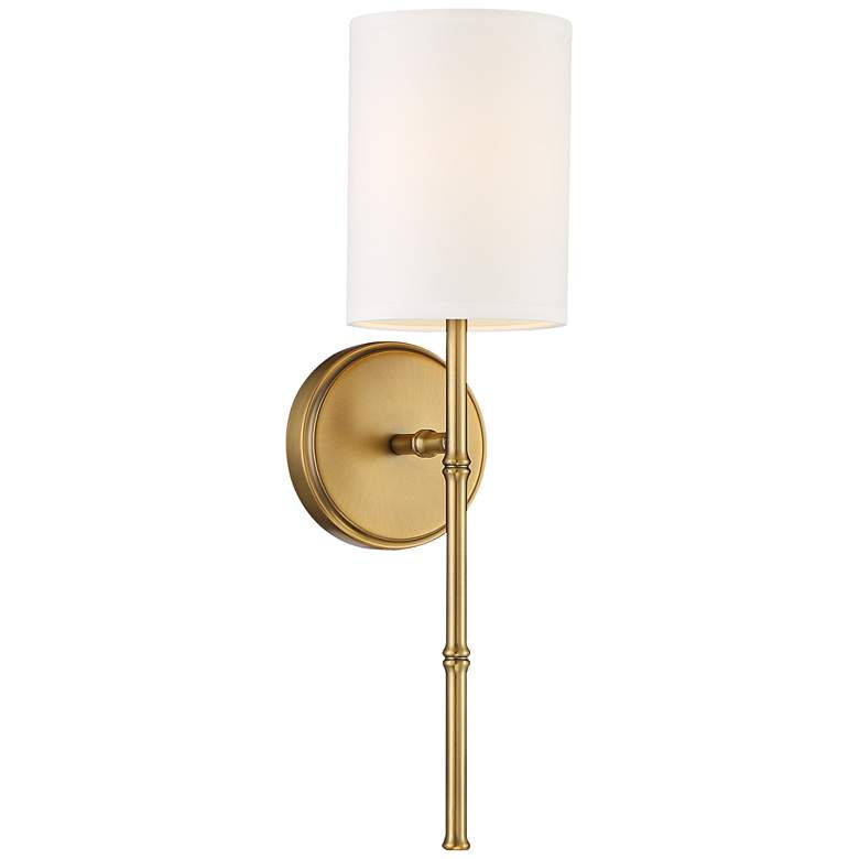 Image 3 Abigale 19 1/4 inch High Brass and White Fabric Shade Wall Sconce