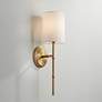 Abigale 19 1/4" High Brass and White Fabric Shade Wall Sconce in scene