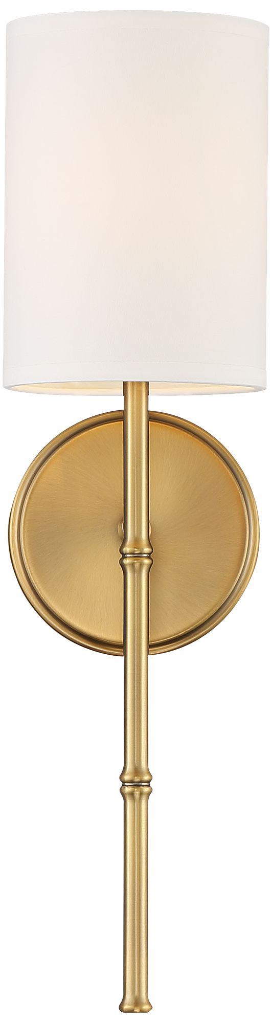 gold wall sconce with white shade