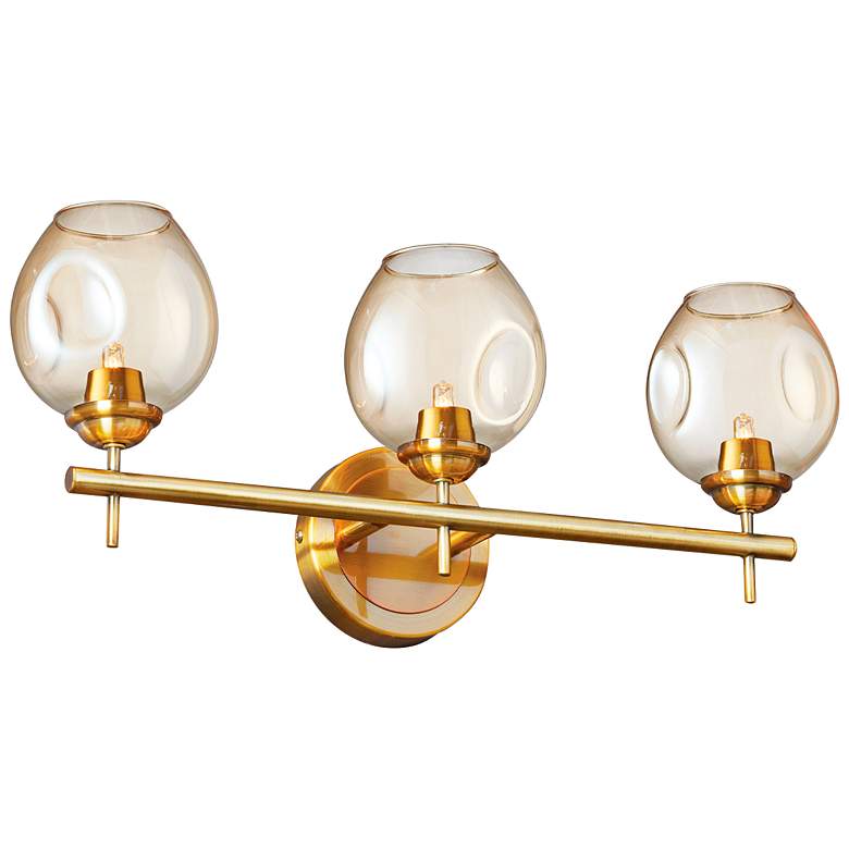 Image 2 Abii 18 1/4 inch Wide Vintage Bronze 3-Light Bath Light