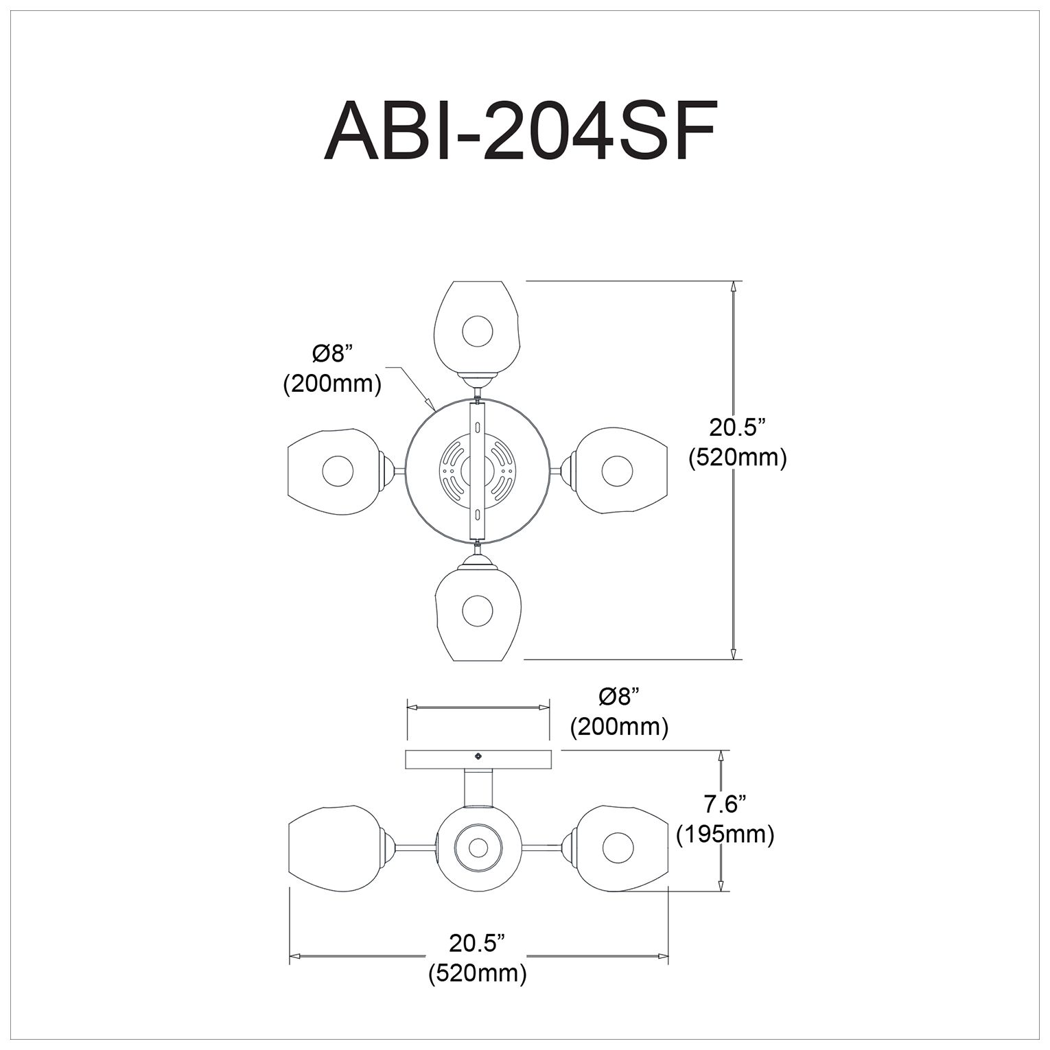 Image 5 Abii 20.5" Wide 4 Light Vintage Bronze Semi-Flush Mount more views