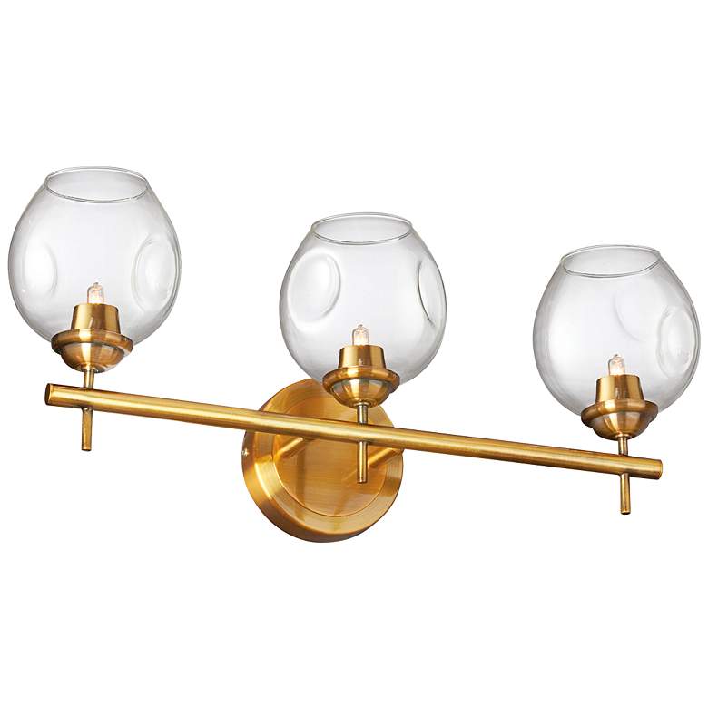Image 1 Abii 21 inch Wide 3 Light Vintage Bronze Vanity Light With Clear Glass