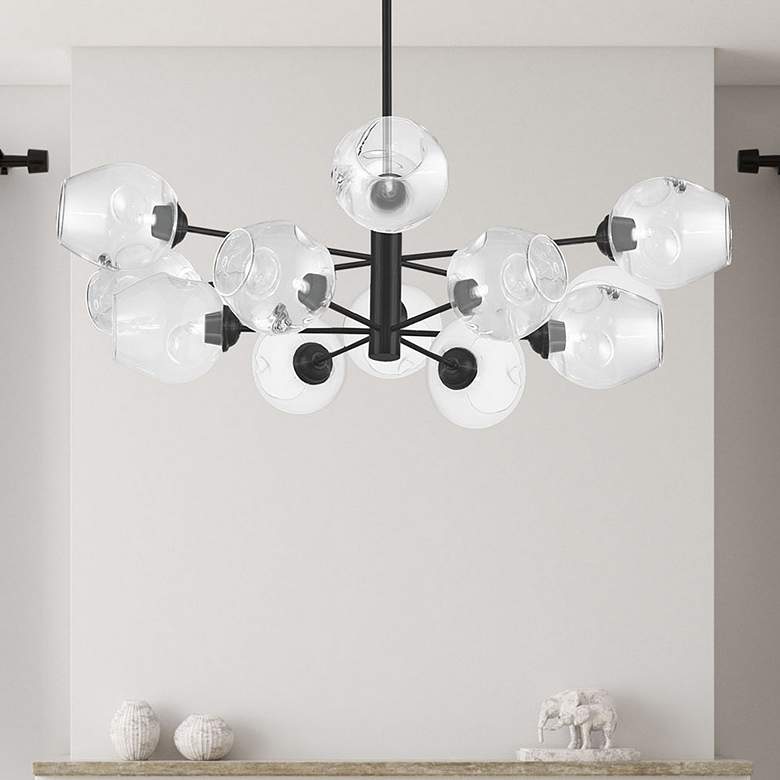 Image 1 Abii 33" Wide 12 Light Matte Black Chandelier