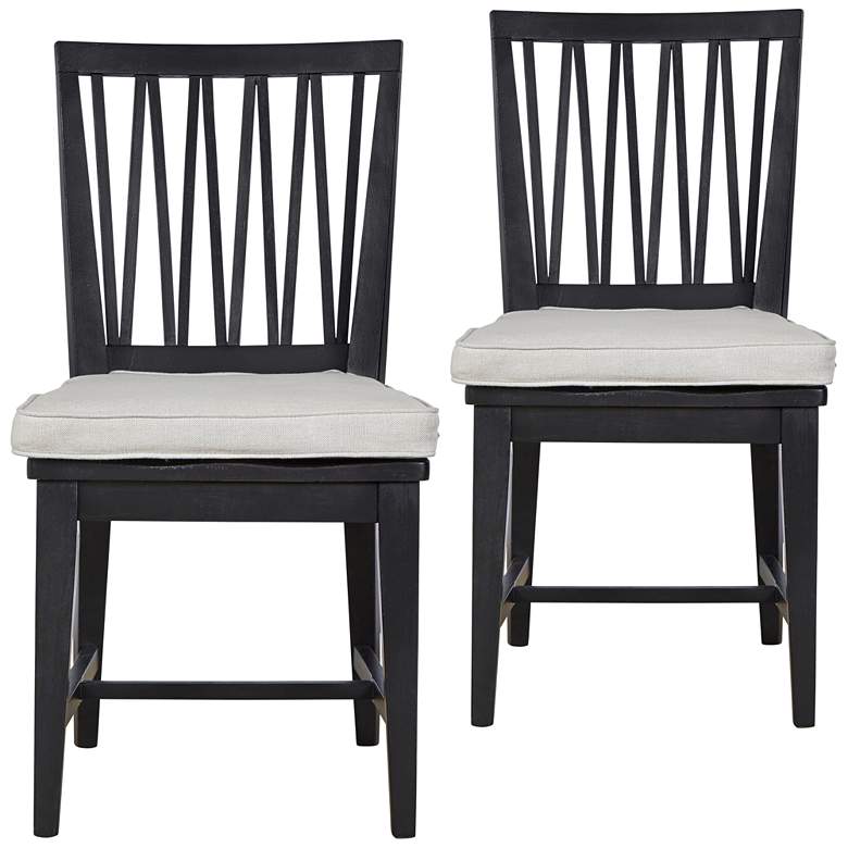 Image 1 Abilene Black Denim Wood Side Chairs Set of 2