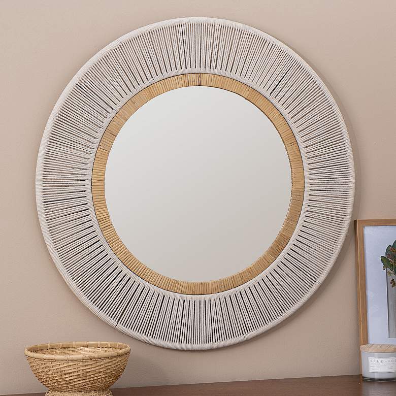 Image 1 Abilene Natural Taupe 35 1/2 inch Round Wall Mirror