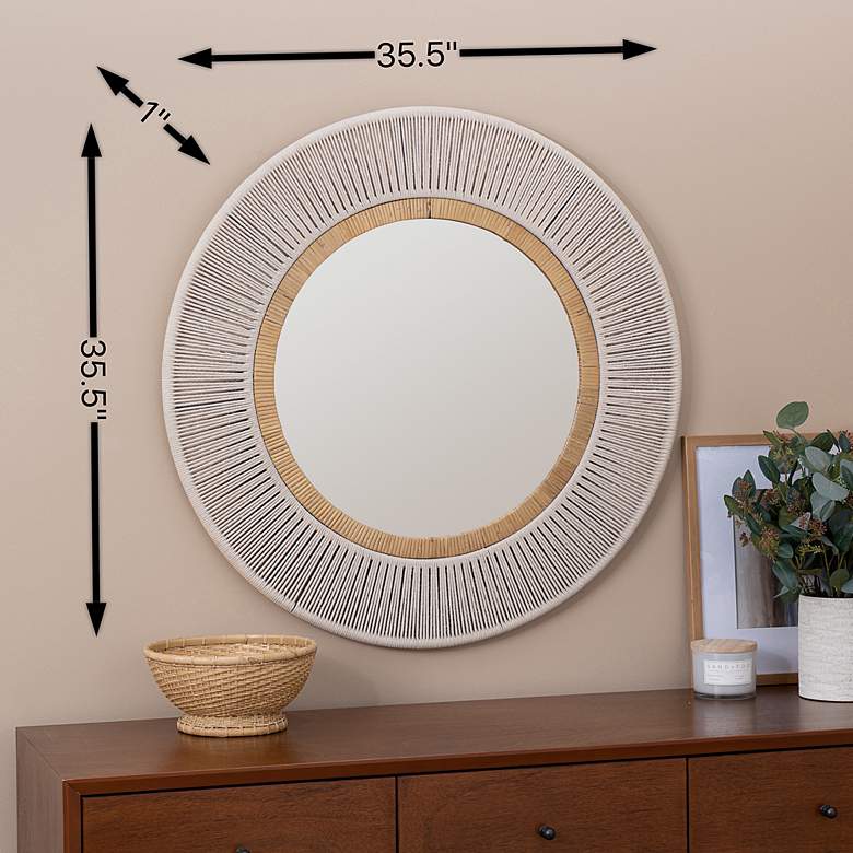 Image 7 Abilene Natural Taupe 35 1/2 inch Round Wall Mirror more views