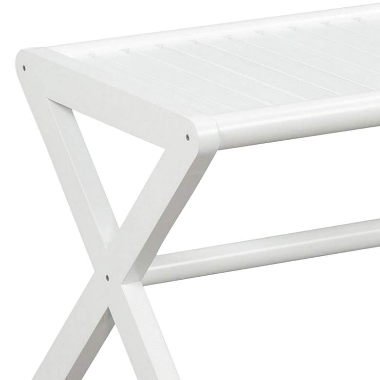 Image 2 Abingdon 22 1/2 inch Wide White Wood Stool/Bench/Luggage Rack more views