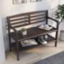 Abingdon 38" Wide Espresso Wood Bench with Storage Shelf