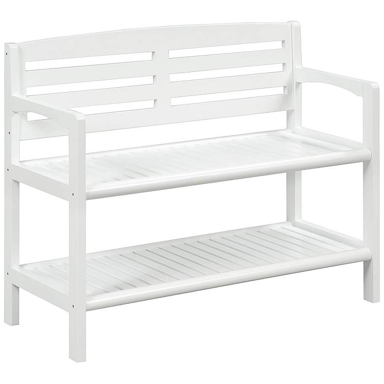 Image 1 Abingdon 38 inch Wide White Wood Bench with Storage Shelf