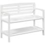 Abingdon 38" Wide White Wood Bench with Storage Shelf