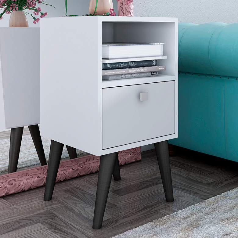Image 1 Abisko 13 3/4 inch Wide White Finish Modern Side Table
