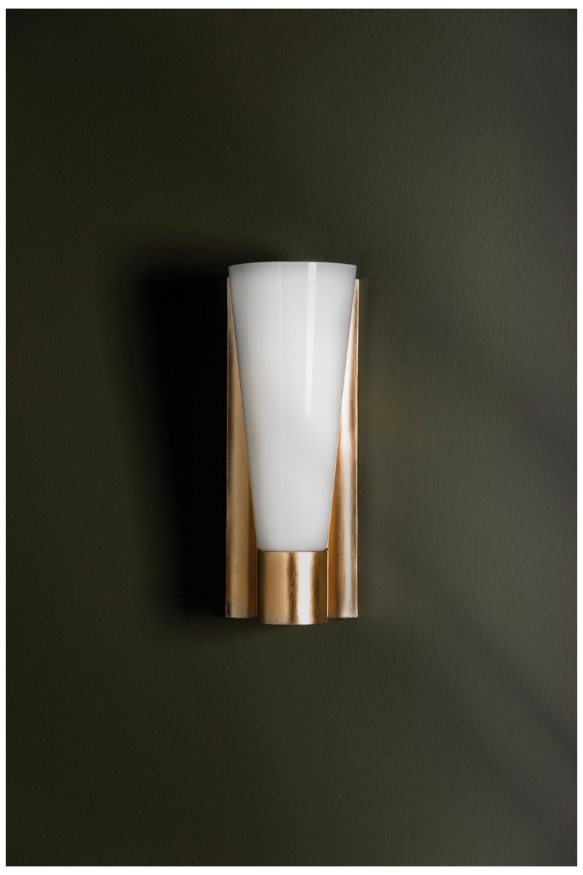 Image 3 Abner 13" High Vintage Gold Leaf Wall Sconce more views