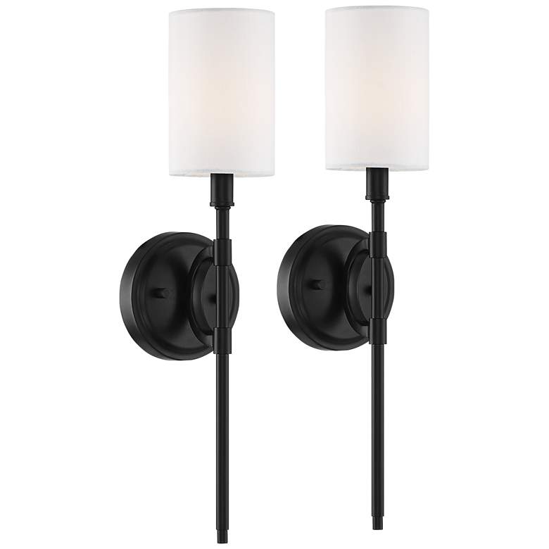 Image 1 Abner 20 1/4" High Modern Black Wall Sconce Set of 2