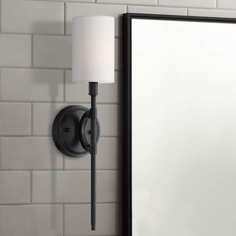 Image 1 Abner 20 1/4 inch High Modern Black Wall Sconce
