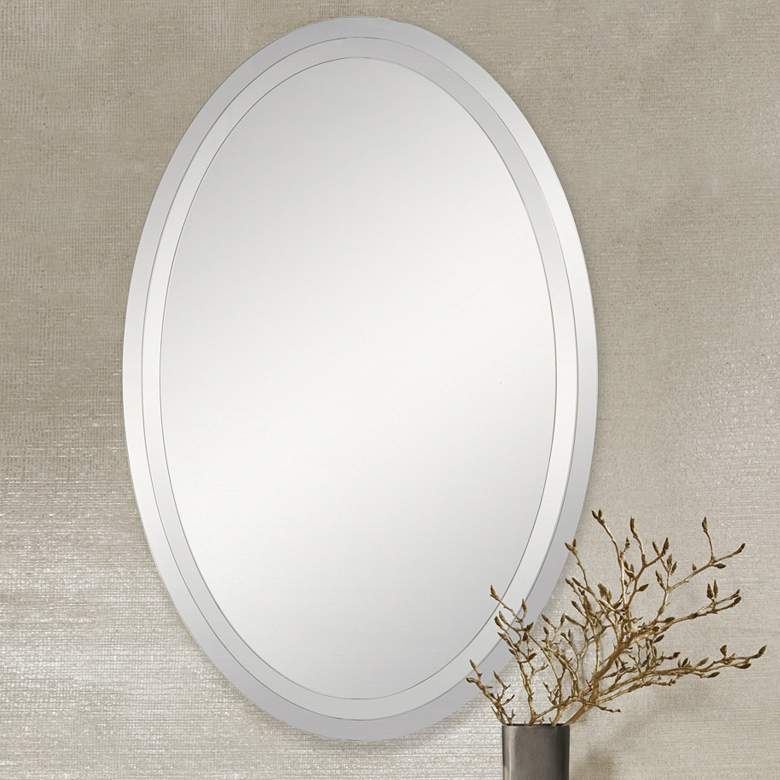 Image 1 About All-Glass 24 inch x 36 inch Frameless Oval Wall Mirror