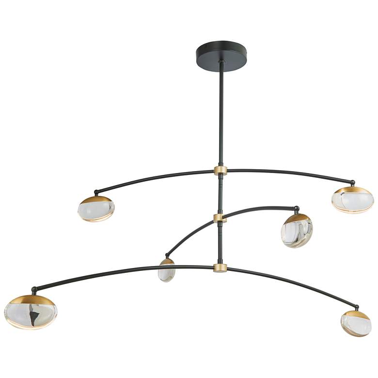 Image 1 ABRA Athena 6-Light Crystal Teardrop Glass Chandelier MB:BB- Black: Brass