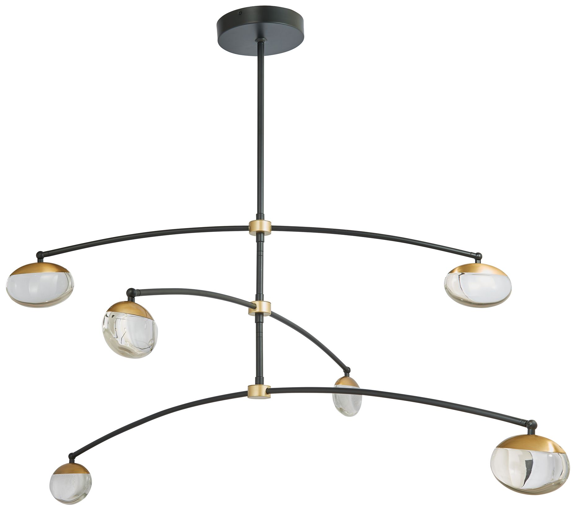 Image 4 ABRA Athena 6-Light Crystal Teardrop Glass Chandelier MB:BB- Black: Brass more views