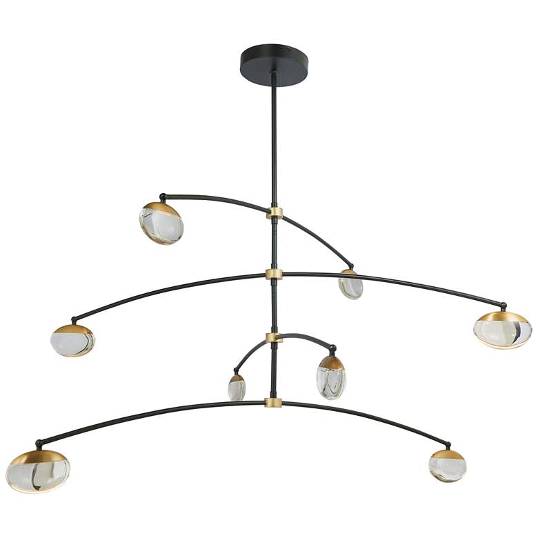 Image 1 ABRA Athena 8-Light Crystal Teardrop Glass Chandelier MB:BB- Black: Brass