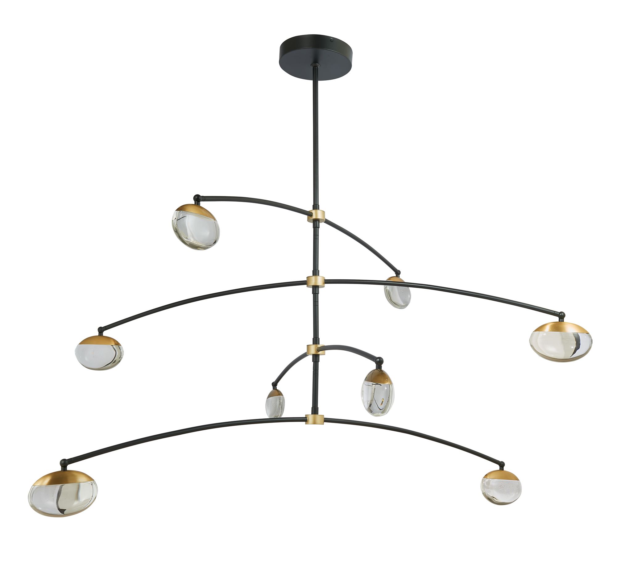 Image 2 ABRA Athena 8-Light Crystal Teardrop Glass Chandelier MB:BB- Black: Brass more views