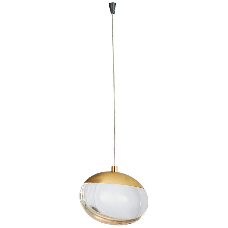Image 1 ABRA Athena Teardrop Crystal Glass Pendant MB:BB- Black: Brass