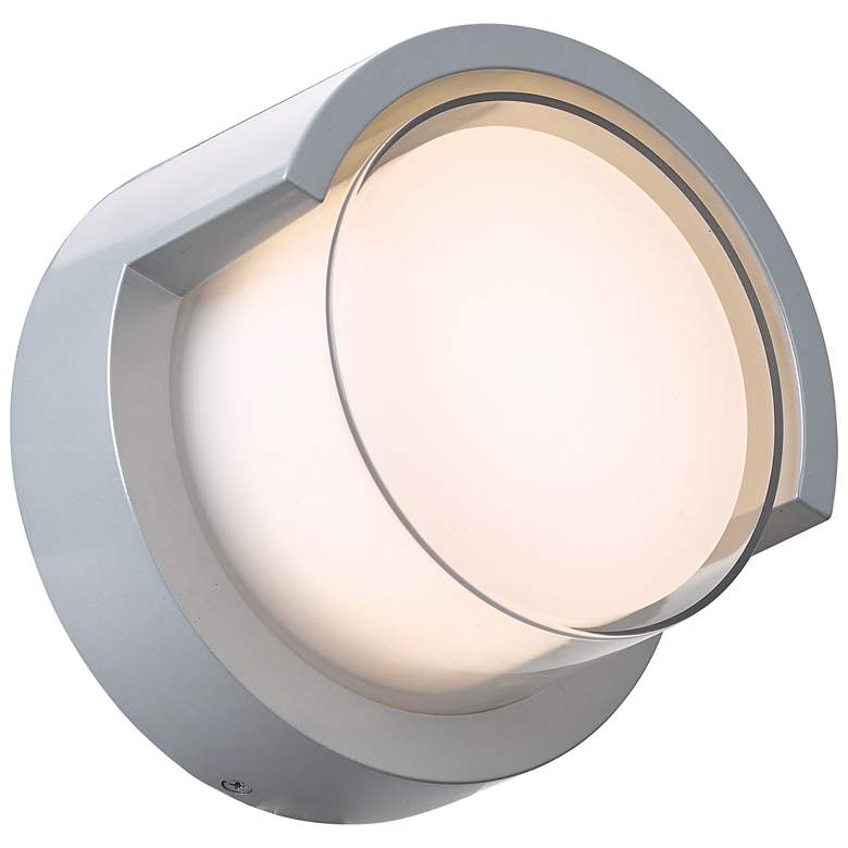 Image 1 ABRA Geo Round Hooded Wet Location Wall Sconce Silica