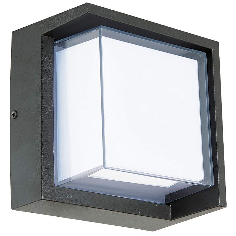 Image 1 ABRA Geo Square Hooded Wet Location Wall Sconce Black