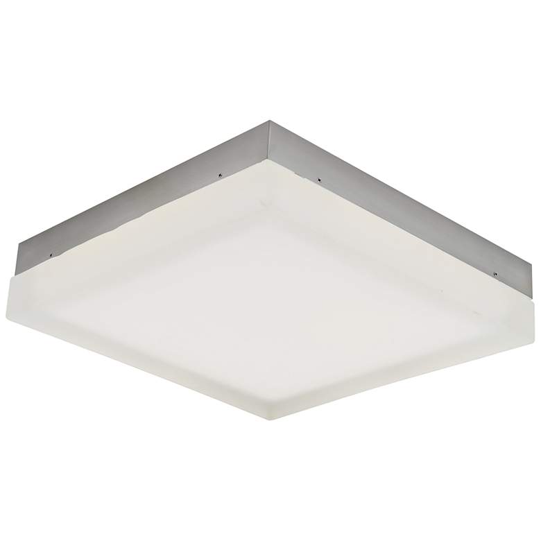 Image 1 ABRA IceCube 9" Square Moulded Glass Flushmount Nickel
