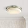 1_Abra Lighting Step 16" Wide Brushed Nickel LED Disc Ceiling Light