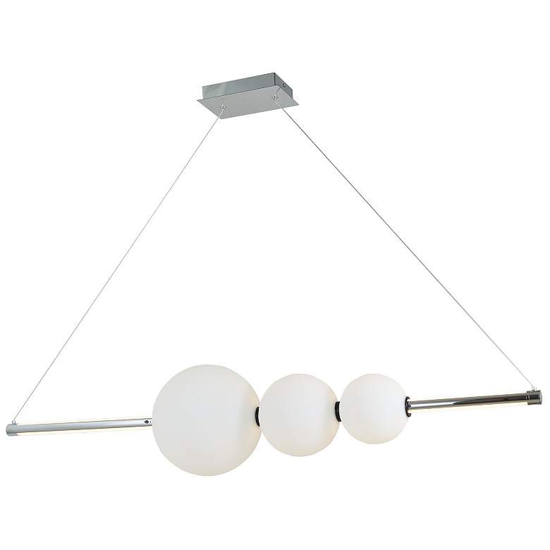 Image 1 Abra Linear Bar Pendant with Up-Down Illumination and 3 Glass Orbs