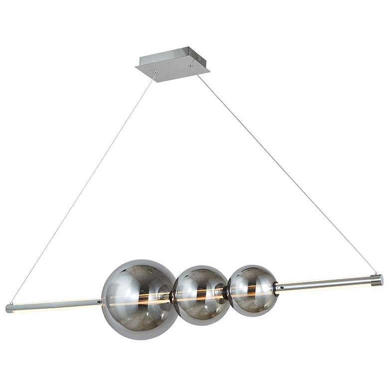 Image 1 Abra Linear Bar Pendant with Up-Down Illumination and 3 Glass Orbs