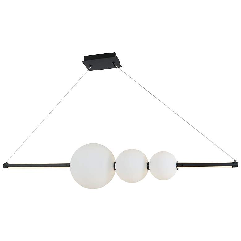 Image 1 Abra Linear Bar Pendant with Up-Down Illumination and 3 Glass Orbs