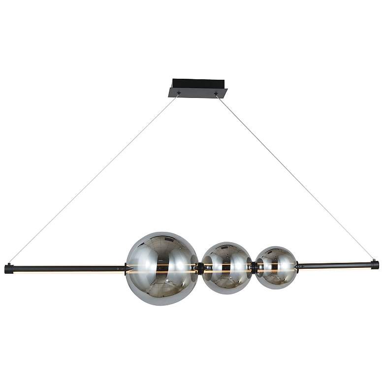 Image 1 Abra Linear Bar Pendant with Up-Down Illumination and 3 Glass Orbs