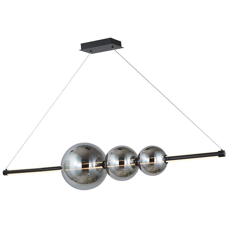 Image 3 Abra Linear Bar Pendant with Up-Down Illumination and 3 Glass Orbs more views