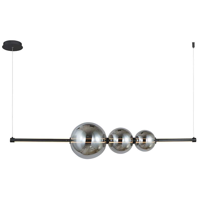 Image 4 Abra Linear Bar Pendant with Up-Down Illumination and 3 Glass Orbs more views