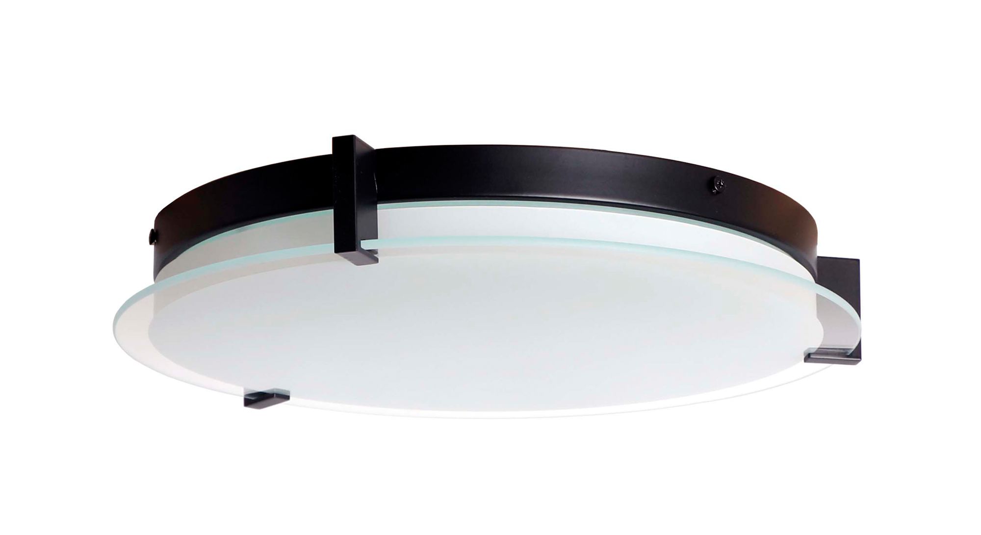 Image 2 ABRA Matrix Large Round Glass Low Profile Flushmount Black more views