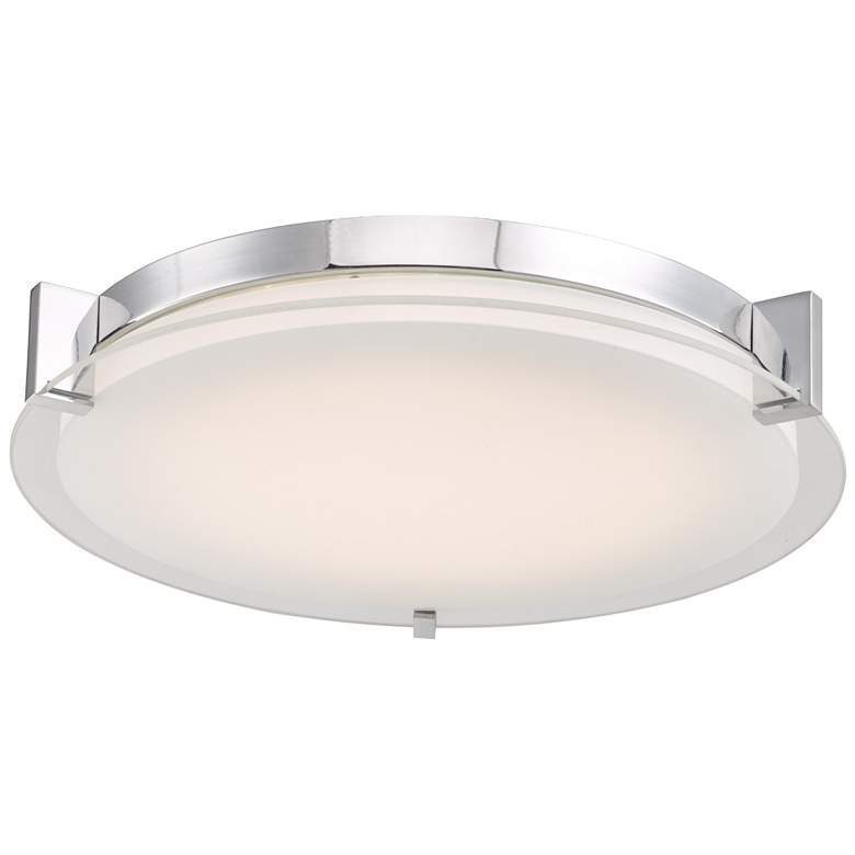 Image 1 ABRA Matrix Large Round Glass Low Profile Flushmount Chrome
