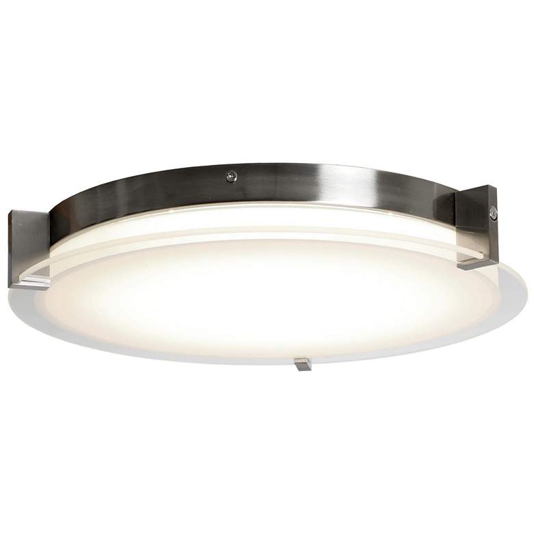 Image 1 ABRA Matrix Large Round Glass Low Profile Flushmount Nickel