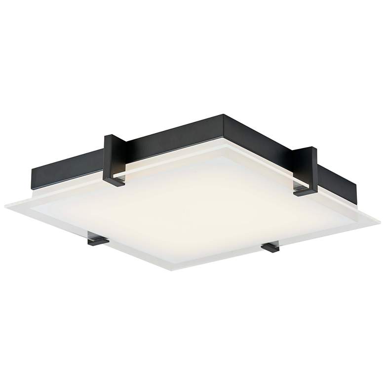 Image 1 ABRA Matrix Large Square Glass Low Profile Flushmount Black