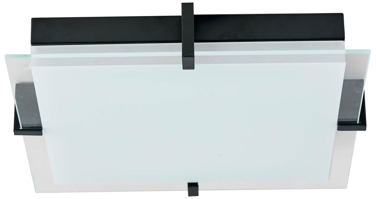 Image 2 ABRA Matrix Large Square Glass Low Profile Flushmount Black more views