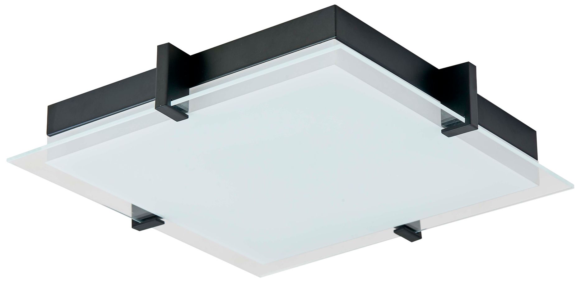 Image 3 ABRA Matrix Large Square Glass Low Profile Flushmount Black more views