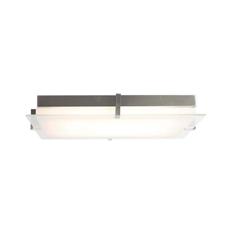 Image 3 ABRA Matrix Large Square Glass Low Profile Flushmount Nickel more views