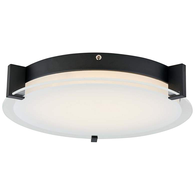 Image 1 ABRA Matrix Medium Round Glass Low Profile Flushmount Black