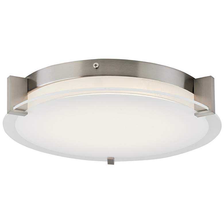 Image 1 ABRA Matrix Medium Round Glass Low Profile Flushmount Nickel