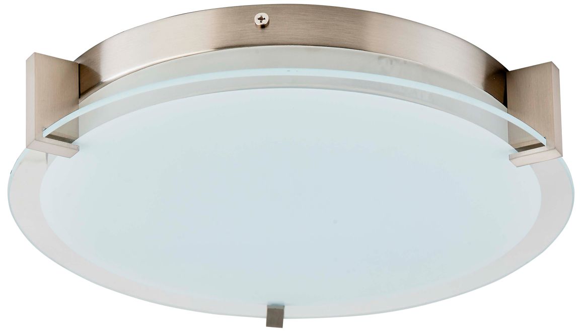 Image 2 ABRA Matrix Medium Round Glass Low Profile Flushmount  Nickel more views