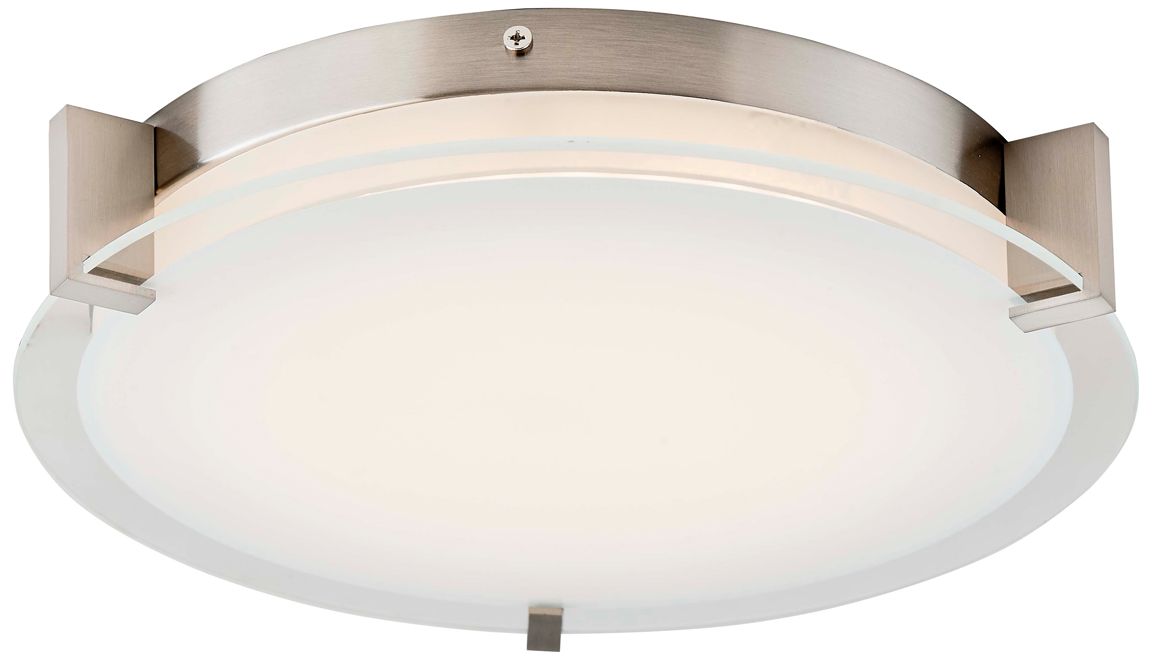 Image 3 ABRA Matrix Medium Round Glass Low Profile Flushmount  Nickel more views