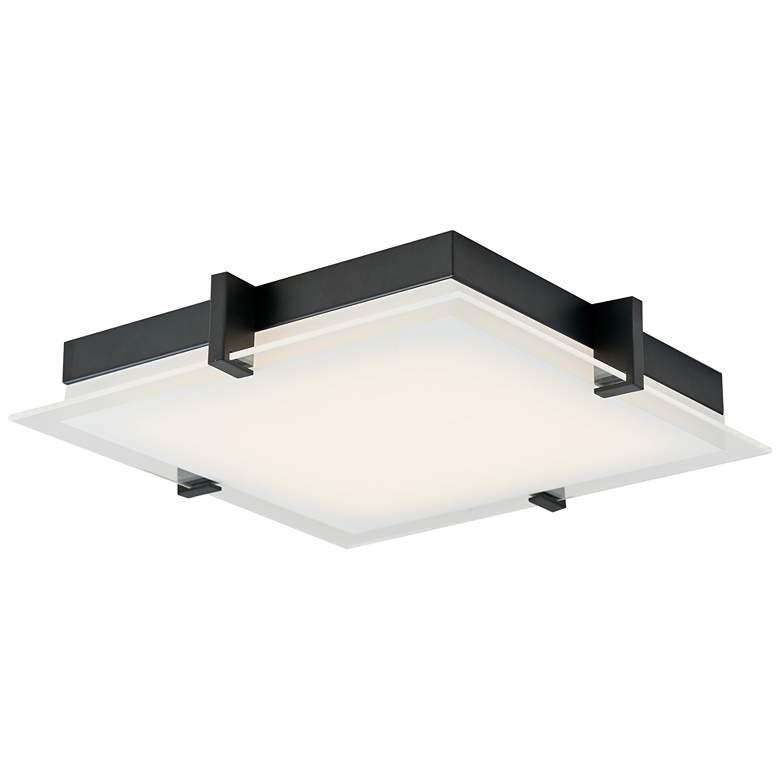 Image 1 ABRA Matrix Medium Square Glass Low Profile Flushmount Black