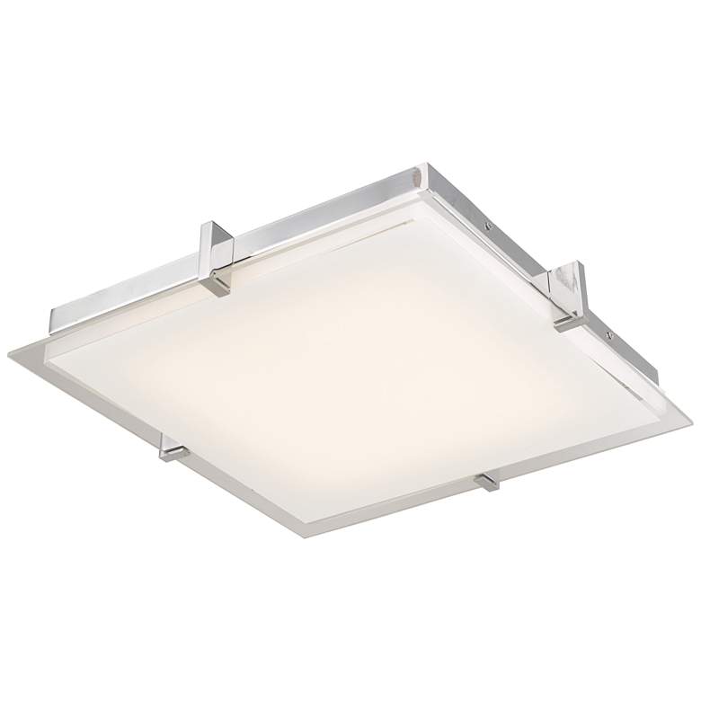 Image 1 ABRA Matrix Medium Square Glass Low Profile Flushmount Chrome