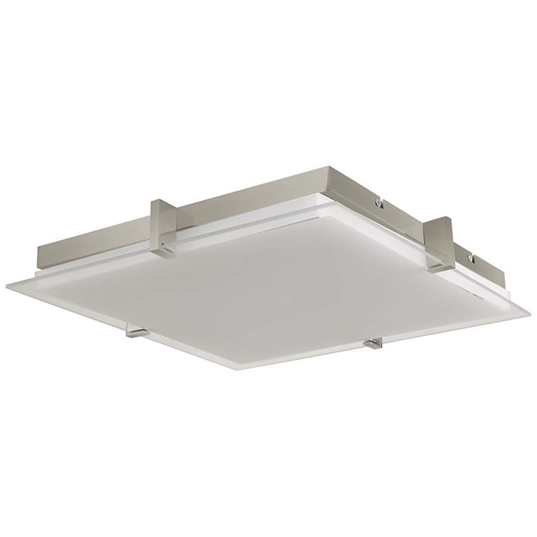 Image 2 ABRA Matrix Medium Square Glass Low Profile Flushmount Nickel more views