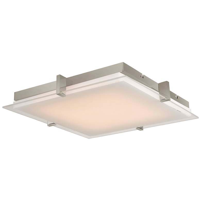 Image 3 ABRA Matrix Medium Square Glass Low Profile Flushmount Nickel more views