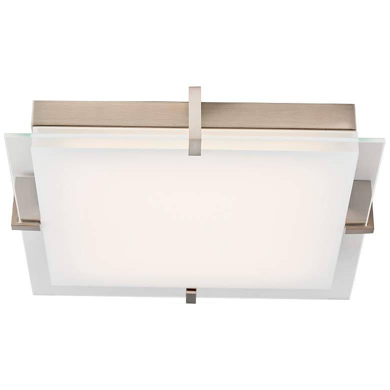 Image 4 ABRA Matrix Medium Square Glass Low Profile Flushmount Nickel more views